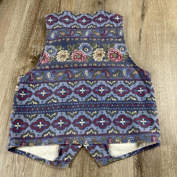 Vintage 70's Vivaldi Jeanswear Floral Paisley Denim Vest Women's M USA Made - Picture 10 of 14
